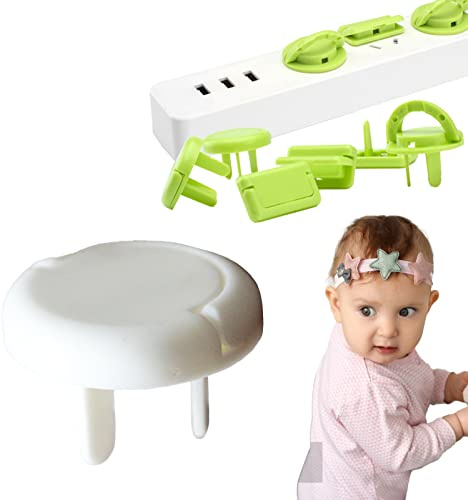 10 Stück Steckdosen für Kinder, schützt Steckdose mit Griff, elektrisch, stoßfest, ohne Schlüssel, für Sicherheit und Schutz für Babys und Kinder (Rond weiß)