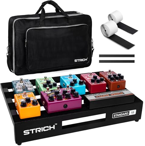 STRICH Gitarre Pedal Board aus Aluminiumlegierung,Gitarrenpedalboard 46 cm x 32 cm (superleicht) Gitarren-Pedalboard 0.9kg mit Tragetasche, STANDARD 18 (Angewinkelt)