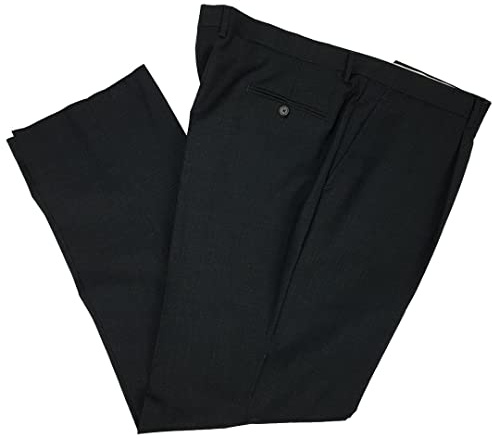 N+1 - Pantalone Uomo Classico in Fresco Lana con Pens Cavallo Alto Gamba Larga Elegante Tasca Dritta Leggero Estivo (68, Grigio Scuro)