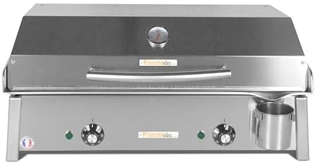 PLANCHAELEC - Plancha Electrique ANTHEA E650-3000W - Couvercle + 2 Ustensiles - Inox - Thermostat Réglable - 12 Personnes - Made In France - L65 X P43 X H25 cm