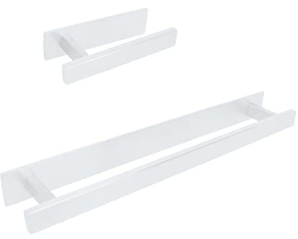 INOXLM Porta Asciugamani | Porta Carta Igienica Da Bagno | Kit Bagno Adesivo | Porta Rotolo Senza Fori | Portarotolo Bagno Adesivo | Porta Rotolo Carta Igienica (Kit completo 2 pezzi, Bianco)