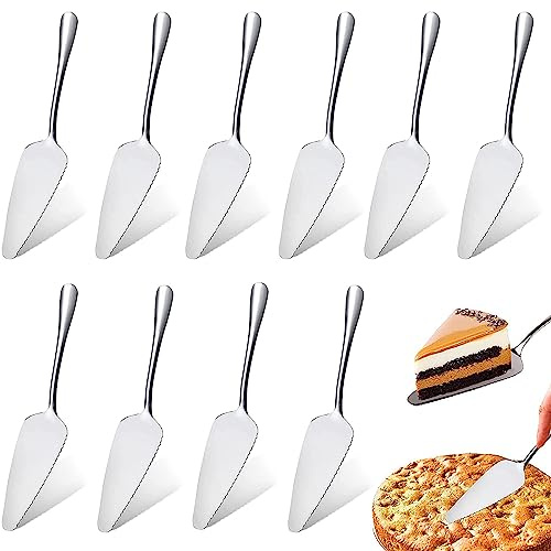 Hsupez 10 stycken tårtspade set i rostfritt stål – tårtspade, tårtspade med tandade kanter, tårtknivar, set, tårtspade, tårtspade för kök, restauranger, fester, diskmaskinssäker (silver)