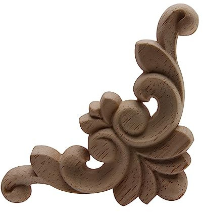 Holz Geschnitzt 4Pcs Holzschnitzerei Aufkleber Blume Holz Geschnitzt Ecke Applikation Möbel Schrank Tür Rahmen Wand Home Decor Handwerk 10 * 10Cm