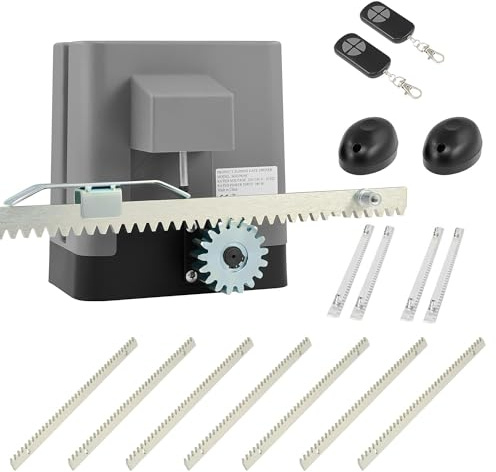 CO-Z 200W Motor para Puerta Corredera Capacidad 600KG Abridor de Puerta Corredera con 4m Cremallera de Acero y 2 Controles Remotos + 2m Cremallera de Acero Más