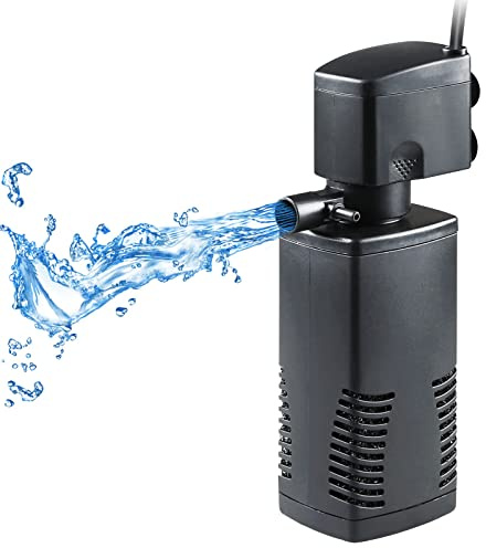 Tararium Internal Fish Tank Filter for 55-150 Litre Tank Bio Sponge Aquarium Filter Powerful Submersible Water Pump Air Supply for Cold Water Tropical Fish Turtle Tank Filter Garden Pond Wave Maker