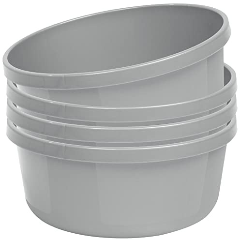 4 x Schüssel 8L rund Ø32x14cm grau Waschschüssel Kunststoff Spüle Wanne Box