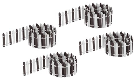 QUARKZMAN 4 Piezas de Valla en Miniatura de 35 Pulgadas, Adorno de Valla de Estacas de Madera Decorativa para Casa de Muñecas, Manualidades DIY, Marrón Blanco