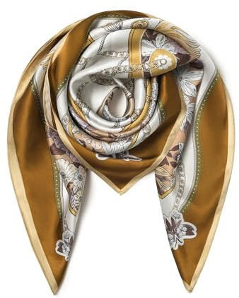 SHIROUYU 100% Mulberry Silk Scarf 35 Large Square Lightweight Scarf - Women's Silk Shawl -Silk Headband With Gift Packed