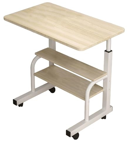 Saterkali Stehpult, höhenverstellbar, mehrschichtige Regale, stabiler Stahlrahmen, Lenkrollen, geräumiger Schreibtisch, tragbarer Laptoptisch, Heimbüro