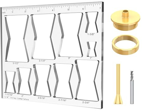 inBovoga 17,8 x 17,8 cm 10-in-1-Fräser-Schablonen für Holzbearbeitung, Schleifen-Inlay-Vorlagen-Set, Fräservorrichtung, Schmetterlings-Vorlage, dekorativ und 6,35 mm (1/4 Zoll) Oberfräsenführung