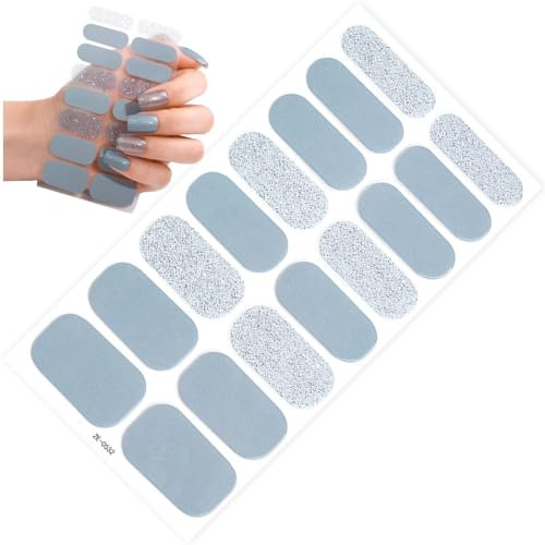 HiyyFloy Nagel-Gel-nagellack-Streifen, 16 Stück, Halbgehärtete Gel-nagelstreifen, Selbstklebende Vollständige Nagelfolien-Streifen Für Mädchen Und Frauen, Uv-licht Erforderlich