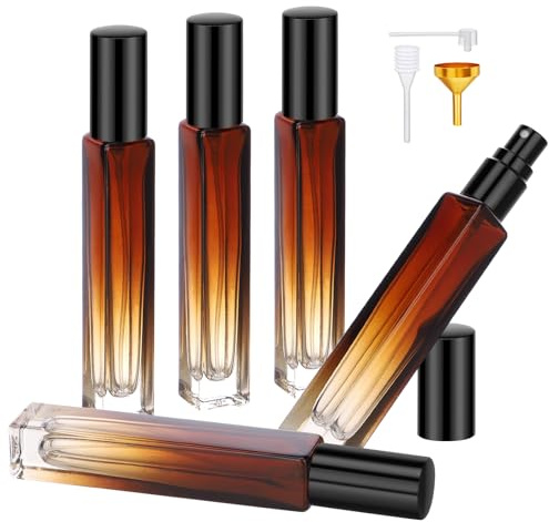 Segbeauty Frasco Perfume Recargable, 5 Piezas 10ml Bote de Perfume, Atomizador de Vidrio, para Viaje, la Aviación (Marrón Degradado)