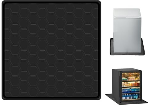 Kühlschrankmatte, 60x60cm, Silikon Kühlschrankmatten mit Erhöhtem Rand Kühlschrank Tropfschale Kühlschrank Bodenschutz für Kühlschrank Waschmaschine Weinschrank (Schwarz)