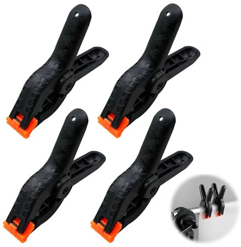 4er Set Federklemmen mit hoher Spannkraft, Klemmzwingen für vielseitigen Einsatz, Leimzwingen mit beweglichen Klemmbacken, Einhandzwingen Schwarz