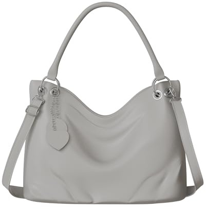 KMISSO Damen Umhänge Henkel Tasche Veganes Leder 30617 Grey