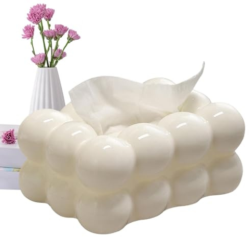 Zuckerwatte Tissue Box, Taschentuchbox Bubble,PP Kreativ Kosmetiktücher Box, Marshmallows Rechteckiger Taschentuchspender, Gesichtspapier Organizer Spender, Creative Fun Napkin Dispenser