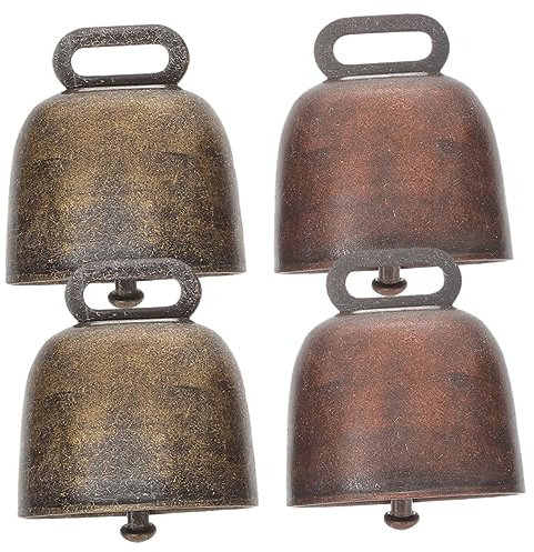 BESPORTBLE 4stücke Vintage Kuhglocken Aus Metall Leichte Haustierglocken in Antikem Kupferdesign Laute Farm Tierglocken Für Diy Tiertraining Und Dekoration Für Hunde Kühe Schafe Ziegen