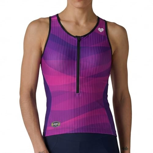MY KILOMETRE Womens Triathlon Top Tri Singlet Racerback Performance Triathlon Top with Back Pockets