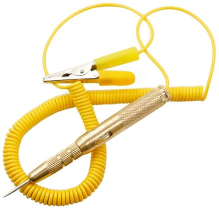 Ieron Comprobador de fusibles para Coche con Pinza de cocodrilo y Punta Afilada de Acero. Voltaje CC 6 V, 12 V y 24 V. Corriente. Bolígrafo con Bombilla y Cable Espiral Largo.