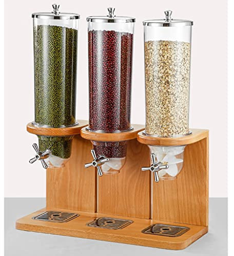 PASPRT Distributore di Cereali per Alimenti secchi da banco, stoccaggio ermetico della Cucina, può Contenere Noci, legumi, Caramelle, spuntini, per l'home Office dell'hotel (Wood 12L)
