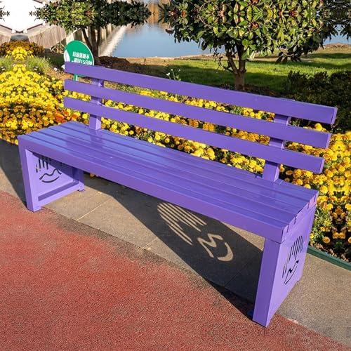 LLZJDDPLY Gartenbank Metall, Gartenbank wetterfest mit Rückenlehne, Terrassenbank für den Außenbereich, Park, Picknick, Hof, Veranda, Hinterhof(Purple,100cm/39in)