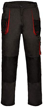 ART.MAS Men's Work Trousers – Durable Work Pants, Multi-Pocket, Knee Pad Compatible, Durable & Reinforced for Tradesmen Grey-Red