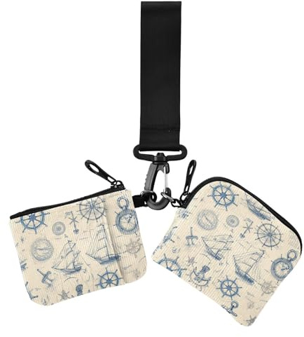Life Buoy Ocean Ruder Gold Beige Blau Damen Kartenetuis Kleingeldhalter Große Kapazität Geld Organizer mit Armband für Frauen 2 Stück, Rettungsring Ocean Ruder gold beige blau, 1 size, Casual