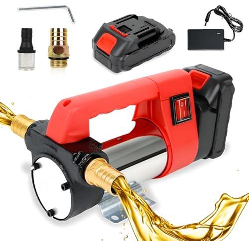 WUDLEP 260W Cordless Fuel Transfer Pump, Diesel Fuel Mover with 2 Pcs 3000mAh Lithium Battery, 12L/min Portable Commercial Self-Priming Pump for Diesel, Kerosene