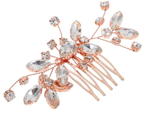 SOIMISS Nupcial Elegante de Rosa Adorno para Novia con Brillo Accesorio para Peinados de Boda Complemento Femenino para
