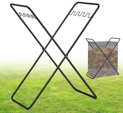 YZIVTAOTIE Trash Bag Holder Stand, Foldable Metal Garbage Bag Frame Fits 30-50 Gallon, Portable Yard Leaf Bag Holder for Lawn Cleanup, Camping, Weeding, Parties