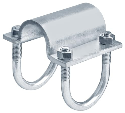 OTTFF 2 Pack 2 (1-7/8 OD) U Bolt Cross Clamps, Adjustable Grid Connector for Greenhouse, Chain Link Fences, Freestall Livestock Barns, 1/4 Steel