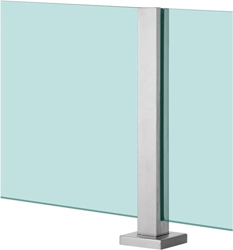 Barandilla de vidrio de aluminio para escaleras, postes plateados para balcón, pasillo, interior/exterior, plataformas de 85 cm, sistema de barandilla de escalera de poste medio