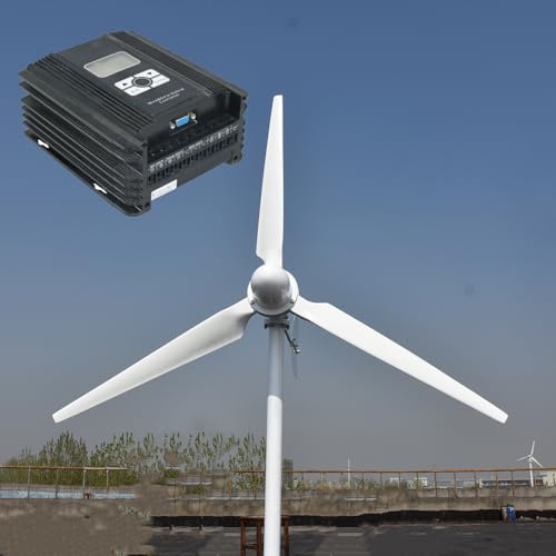 3000W 48V Horizontale Windturbine 1,4 m Rotorblätter 3KW Windgenerator-Kit mit LCD MPPT-Laderegler für Haus, Hof, Off-Grid-System (48, Volt)