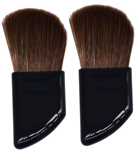 COLLBATH Brochas de Maquillaje para Colorete 2 Piezas Mango Inclinado de Nylon y Plástico, Portátiles para Aplicación Profesional y Viaje