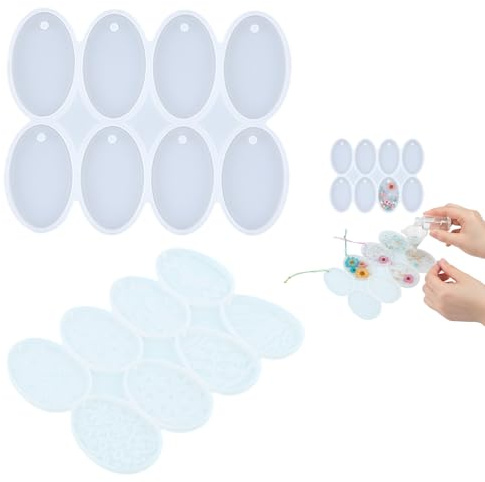 Set di 2 Stampi in Silicone per Uova di Pasqua, 16 Design Diversi, Per Epossidica e DIY, Facili da Usare e Pulire, Perfetti per Decorazioni e Regali Pasquali