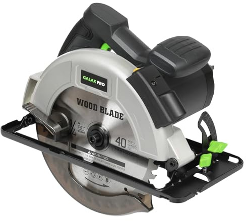 GALAX PRO 1400W Sierra Circular,6000RPM sierra circular manual con guía láser,Corte Máximo:62mm(90°) y 48mm(45°),2 Hojas de Sierra 185mm(24T&40T) para Corte de Madera/Plástico