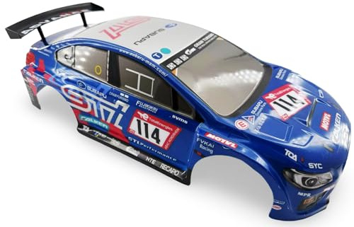 1/10 Scale RC Drift Racing Touring On Road Car Painted Body Shell, Spoiler Included, Pre-Cut, 258mm Wheelbase (Subaru STI Style)