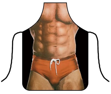 QHFlashbuy Funny Aprons for Men,Kitchen Sexy Apron Funny Muscle Man Apron Adjustable Creative Cooking Aprons for Baking BBQ,Christmas Birthday Gift for Chef Couples