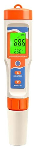 AMRTTWY TDS. Testeur d'eau Numérique 7 en 1 PH Sel ORP EC TDS Compteur De Température Fertilité 0.01 pour La Culture Hydroponique Piscine D'aquarium Instrument de Mesure de la Valeur .EC