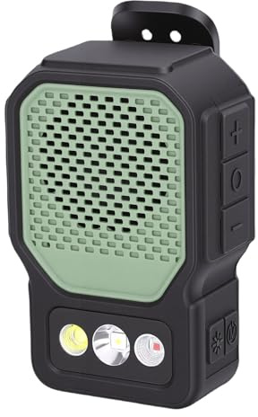Garsent Haut-Parleur Bluetooth Portable, Petits Haut-parleurs Portables à Clipser pour la Musique Mains Libres avec 3 Niveaux de luminosité, Lampe de Poche, Projecteur, Lumière Rouge pour (Green)