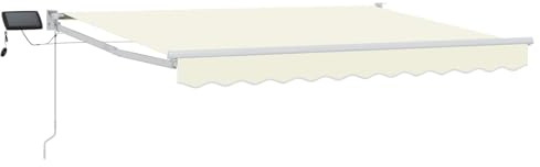 Fecpoo Tenda da sole manuale con braccio articolato, 3,5 x 2,5 m, color crema e bianco, resistente alle intemperie, per esterni