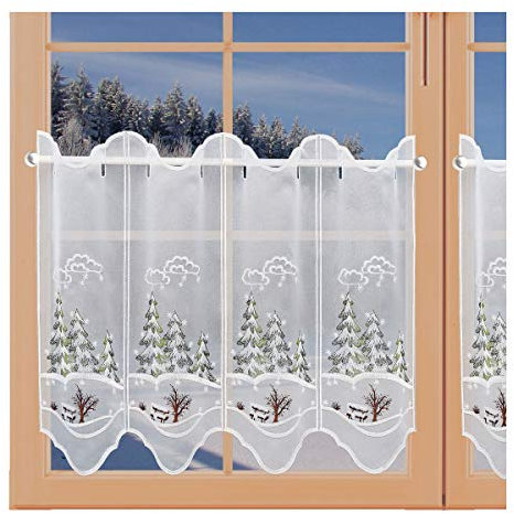 artex deko Scheibenhänger Winter-Tannen Weihnachts-Scheibengardine Echte Plauener Spitze