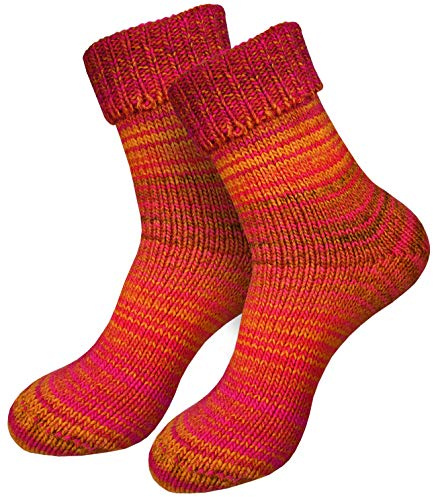 dunaro 2 par stickade norska strumpor ullstrumpor vinterstrumpor mysiga varma kvinnor män, 2 par | orange rosa, 39-42 EU