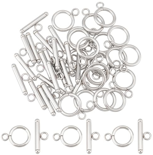 UNICRAFTALE 20 Sets 21 mm 304 Edelstahl Schmuck Verschluss Kippverschlüsse Stangen Und Ringverschlüsse Silber Armband Verschlüsse Ketten Verschlüsse Für Damen Armband Halskette Schmuckherstellung