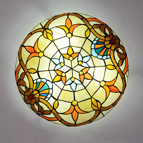 ACHNC Lámpara de Techo Tiffany Vintage,Clásico Plafon Techo Salon Barroco Redondo Luz de Techo Empotrado para Sala de Estar Dormitorio Pasillo Cocina Baño Comedor Iluminación,30CM