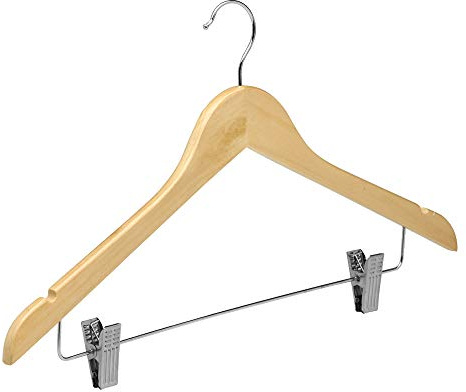 Perchas de Madera Maciza con Pinzas Blanco Natural COM-FORT HOUSE | Pinzas ajustables, Gancho giratorio 360°, Madera maciza, Sujeción firme