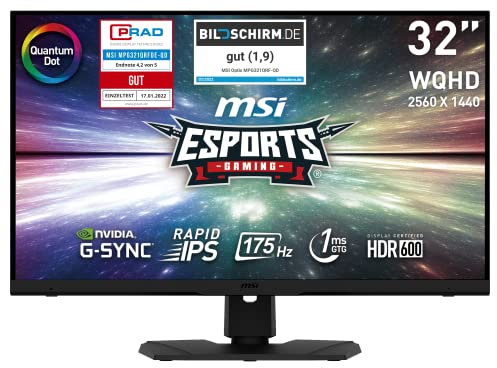 MSI Optix MPG321QRFDE QD 32 Zoll 2K Quantum Dot Gaming Monitor, WQHD (2560x1440), 175 Hz, 1 ms, Rapid IPS Panel, HDR600, schwarz