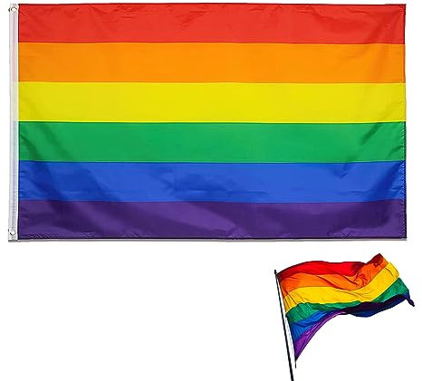 Oneroomone Drapeaux Arc en Ciel LGBT, Drapeau de l'arc en Ciel de 90 x 150cm avec œillets en Métal, Adapté aux Rassemblements en Plein Air, aux Fêtes et aux Défilés