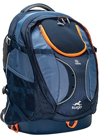 Kurgo G-Train Hunderucksack, Mit integriertem Haustierfach, Wasserfester Boden, Für Haustiere bis zu 11 kg, Navy Blau, 33 x 53,34 x 25,4 cm