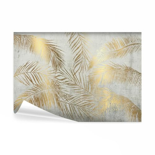 decomonkey Papier Peint Panoramique Palmiers Nature 350x256 cm | Décoration murale moderne, Tapisserie décorative pour chambre salon, Texture tropical béton palmiers plantes nature